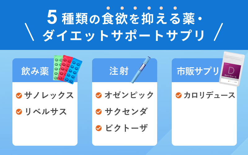 【一覧】一番効くのは？5種類の食欲抑制剤・ダイエットサポートサプリの効果や値段を調査